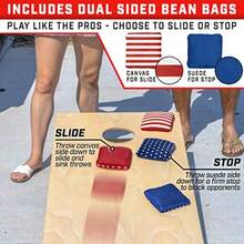 - Juego de 8 pufs de Doble Cara con diseño de Cornhole Slide and Stop Regulation Tournament Juego de 8 - rojo blanco azul - Ver 2