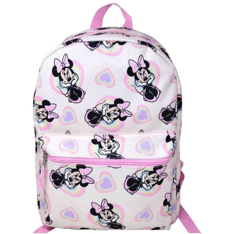 Fast Forward Disney Minnie Mouse 16" Pink School Bag With Hearts Allover, Girls Backpack - Multicolor - View 1