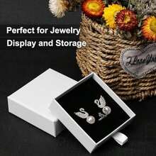 Jewelry Gift Boxes, 20 Pack 3.5*3.5x1Inch Cardboard Jewelry Boxes, Bulk Small Jewelry Boxes With Lids For Necklace Ring Earring Display Box (Black) - 白色抽屜盒(5個裝) - 查看 7