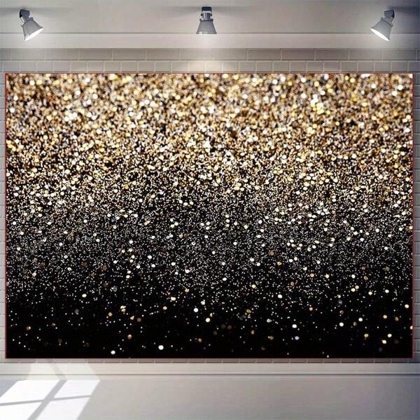 1 Piece, Elegant Black And Gold Sparkling Background, Black And Gold Sparkling, Photography Background For Birthday Party Decoration, Gold Black Dot Wedding, Birthday Party Decoration, Photo Shooting Background