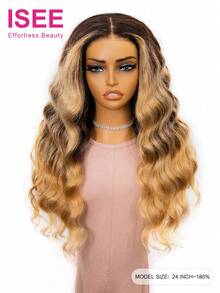 ISEE Hair Body Wave Wear Go 无胶假发 6*4 透明蕾丝假发 22-28 英寸 180% 密度 焦糖金渐变色 预拔毛预剪蕾丝 未经加工真人处女发假发 - SNATURAL/27A - 查看 4