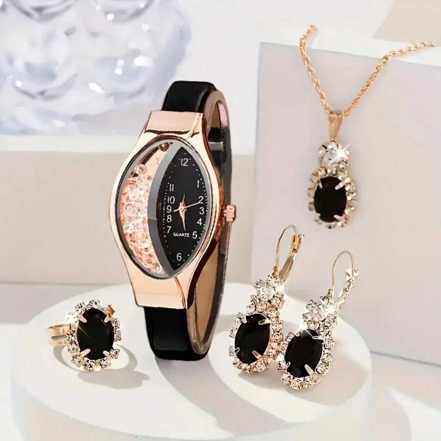 Bộ 5 chiếc đồng hồ nữ cao cấp, thiết kế mặt số độc đáo kết hợp với trang sức thể hiện chất lượng sang trọng, món quà hoàn hảo cho Lễ Tạ ơn, Giáng sinh, sinh nhật và các ngày lễ khác. - 5 cái - Xem 1