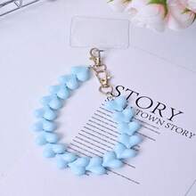 心形亚克力树脂钥匙扣，时尚亚克力心形手机挂绳，情人节心形串珠手机挂绳，手提包链 - 彩色 - 查看 5