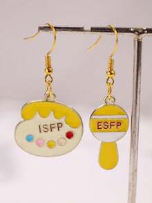 1对创意个性ISFP/ESFP不对称耳环，可爱设计，适合日常佩戴、节日、派对等场合，女士饰品 - 彩色 - 查看 4