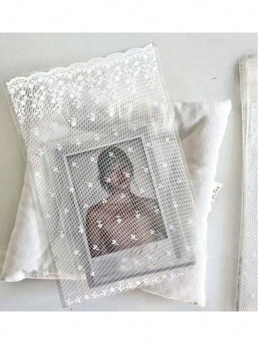 100/50个蕾丝印花包装袋，文具材料卡片袋，白色透明蕾丝自粘袋，婚礼礼品包装袋，节日礼品包装袋 - 多款 - 查看 1