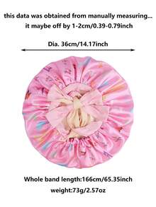 1pc Satin Butterfly Print Sleep Cap, Suitable For Wigs Straight/Curly Hair, Adjustable Pleated Double Layer Non-Slip Satin Sleep Cap, Hair Care - 60 Lace Hat - View 3
