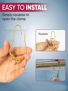 Bộ 24/12 móc treo rèm tắm dày, chống gỉ, được làm bằng gang với thiết kế ổ bi giúp dễ dàng sử dụng. - Nhiều màu - Xem 4