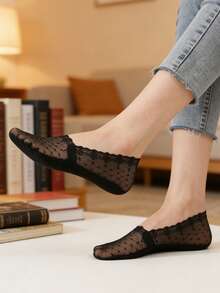 1/5/10 Pairs Of Fashionable Spring And Summer Women's Cool Feeling Skin Friendly Non Slip Mouth Polka Dot Lace Boat Scks ﻿ - Multicolor - View 6