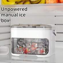 Double-Layer Pressed Ice Cube Mold, Ice Making Box, Easy To Release Plastic Grinding Tool, Ice Bucket, Large Capacity Ice Storage, Household Refrigerator, Homemade Ice Cube Square Box, Portable With Handheld And Ice Shovel, Suitable For Any Beverage - White - View 7