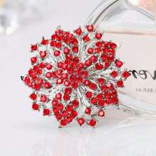 1pc Luxury Floral Rhinestone Brooch - Red - View 2