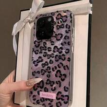 立体浮雕高光泽豹纹手机壳，兼容 16/15/14/13/12 Pro Max/11/17 Pro/17 Pro Max，时尚防震、防水、防摔、防刮擦，后盖防紫外线 - 玫瑰紅 - 查看 2