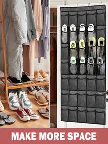 1个门后鞋架，带14/35个大网袋，适用于衣柜、玄关、卧室、浴室、储藏室，可收纳男士运动鞋、女士高跟鞋、人字拖，采用耐用牛津布制成，容量大，节省空间，网状背衬，是理想的礼物之选。 - 黑色 - 查看 12