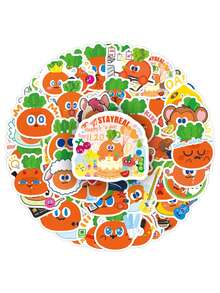 50pcs Cute Cartoon Soft Cute Radish Expression Stickers, Funny Decorative Stationery, Water Bottle, Notebook Stickers - Multicolor - View 6