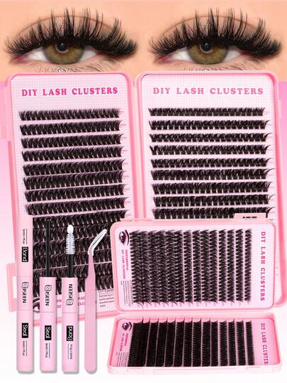 Bộ nối mi tự làm 560 sợi, độ dày 60D, 80D, các cụm mi riêng lẻ, bộ dụng cụ nối mi - sách hướng dẫn tự làm mi, bao gồm mi giả, keo dán, nhíp, mi giả tự nhiên, dày, mềm mại, nhẹ, có thể tái sử dụng, từng sợi riêng lẻ, mi giả, lông mi giả.