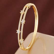 1入組高品質雙排銅鑲嵌鑽石女手鐲 - 彩色 - 查看 18