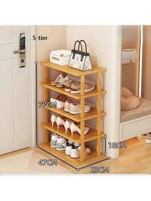 Étagère à chaussures en bambou élégante à plusieurs niveaux, finition en grain de bois naturel - gain de place, assemblage facile, convient pour le dortoir, le couloir et la cuisine - organisateur de rangement carré à la mode pour les baskets, les talons hauts et les stilettos - Multicolore - Voir 10