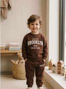 conjunto CASACO E CALÇA MOLETOM  DE TIME PARA MENINOS DO 2 AO 14 ANOS TECIDO LEVE E CONFORTAVEL INFANTIL INFTO JUVENIL ABRIGO FRIO INVERNO - Café - Visão 4