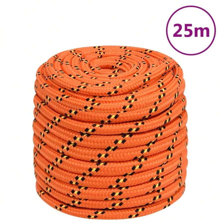 vidaXL Bootsseil Orange 16 mm 25 m Polypropylen Gartenseil, DIY-Projekte mit gedrehtem Seil für drinnen und draußen, Gartenseilbinden, Gartendekorationen, Partys, Boote im Freien - A - Übersicht 1