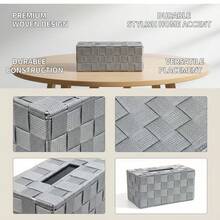 Handwoven Polypropylene Tissue Box, Suitable For Home And Office Use, Water-Resistant Material - Light Grey - View 4