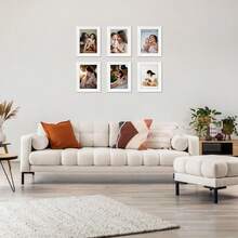 6pcs Classic Fashion Picture Frame Set, Multi-Color Frames, Horizontal & Vertical Display, Fits 3.5x5", 4x6", 5x7", 6x8", 8x10" Photos Or Artwork, Suitable For Personal Portraits, Landscapes, Illustrations, Photo Wall, Growth Records, Family Albums (Photo Paper Randomly Included) - 6Pcs - 查看 9
