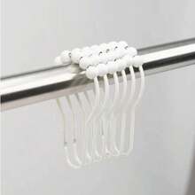 12 piezas Ganchos de plástico blanco para cortina de ducha con anillos de doble capa - Ganchos de baño duraderos para cortina y forro, fácil instalación, diseño de agarre , diseño de gancho elegante, acabado suave, para propiedades de alquiler - Multicolor - Ver 2