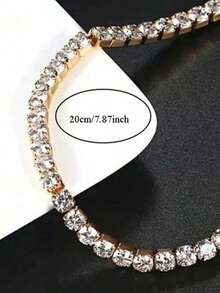 1pc Shiny Unisex Bracelet With Micro Zirconia Inlaid, Hip-Hop Style Gold-Plated Glitter Rhinestone Bracelet, Suitable For Daily, Party And Jewelry Gift - Multicolor - View 6