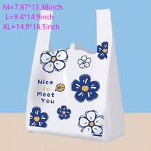 50 túi tote in hình, họa tiết hoa màu xanh dương, túi quà nhỏ họa tiết hoa màu xanh dương, túi tank top hoạt hình, túi mua sắm dày dặn, túi tote tái sử dụng cho siêu thị, túi đóng gói, túi đóng gói bằng nhựa, túi đựng trang sức, túi bán lẻ thực phẩm dùng một lần có thể tái sử dụng, thích hợp cho siêu thị, nhà hàng và sử dụng hàng ngày, thích hợp làm quà tặng Ngày của Mẹ. - Nhiều màu - Xem 4