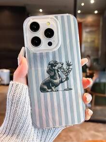 1个时尚蓝色小狗图案防水、防指纹、防刮透明IMD软面光滑手机壳，兼容 16/16Pro/16Plus/15/15ProMax/15Pro/11/12/13/14ProMax/11ProMax/12Pro/12ProMax/13Pro/13ProMax/14Pro/14ProMax，创意优雅 - 彩色 - 查看 1