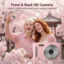 Cámara digital CCD retro con zoom 16X y enfoque automático - Capacidad de batería de 700mAh, cámara digital 1080P, antivibración, detección de rostros, ideal para viajes y ocasiones especiales. - Ver 4