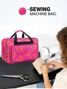 Sewing Machine Carrying Case - Multi-Pocket Storage Bag With Adjustable Shoulder Strap, Fits Most 15-18 Inch Machines, Water-Resistant Oxford Fabric - Multicolor - View 14