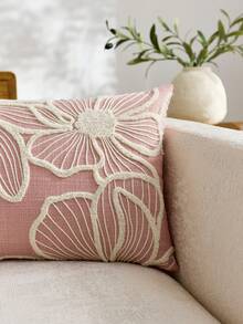 1 buah Sarung Bantal Hias Bordir Bunga Merah Muda Minimalis Modern, Sarung Bantal Bunga Musim Semi/Panas, Cocok untuk Dekorasi Dalam Ruangan, Sarung Bantal Sepanjang Musim, Isian Bantal Tidak Termasuk - Berwarna merah muda - View 9