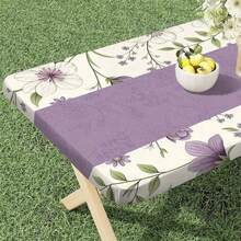 1pc Sunflower Pattern Rectangular Elastic Tablecloth, Waterproof And Easy To Wipe, Elastic And Oil-Resistant Tablecloth Suitable For Indoor And Outdoor Parties, Weddings, Banquets, Festivals, Farmhouses, Home, Kitchen And Dining Room - A - View 6