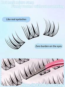 48pcs Self-Adhesive Fluffy Mixed Length False Eyelash Clusters, No Glue Needed, Fluffy Individual Lashes, Self-Adhesive DIY Eyelash Extension, Pre-Glued Lash Clusters, Natural Lengthening C-Curl Lash Clusters, No Glue Or Makeup Remover Needed, False Eyelashes, Lash Clusters, Individual Lashes, Eyelashes - C - View 5