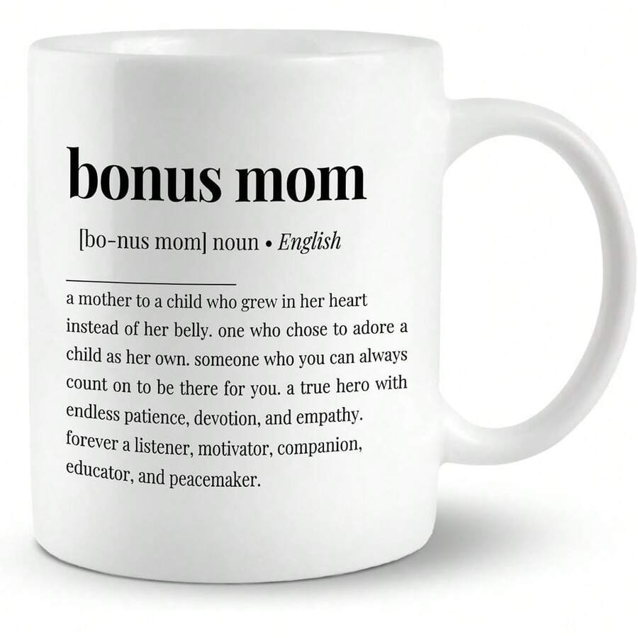 Bonus Mom Definition Coffee Mugs Cup, Bonus Mom Gifts, Birthday Gifts Stepmom From Stepdaughter Stepson, Mother's Day Coffee Mug Cup Tea Cup 11oz, Double Side Printed11 Oz Color Ceramic Mug - 11盎司1件 - 查看 1