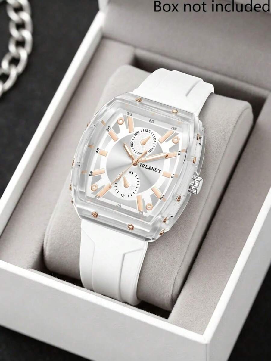 1件男士石英表，商务、休闲、运动皆宜，复古简约表盘，适合日常佩戴、派对装饰，也是馈赠亲朋好友和兄弟的各种节日礼物。 - 白色 - 查看 1