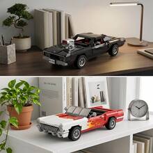 915pcs Muscle Car Building Blocks, Flame Convertible Sports Car Model, Assembly Toy, Adult Collectible Desktop Decor Gift, Vintage Flame Convertible Car Bricks | Recreate American Classic, Mechanical Supercharged Muscle Car Bricks 943pcs Movie-Themed Sports Car Model, Openable Doors Collectible Decor, Non-Electric - Multicolor - View 7