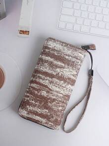 HOVI'S Unisex Long Zipper Wallet - Fabric Material, Large Capacity (Fits Phone), With Wrist Strap, Ideal Daily Organizer & Gift For Men - Khaki - View 6