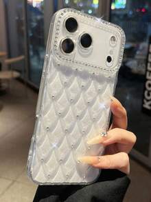Rhinestone Plaid TPU Phone Case Compatible With IPhone 17, Anti-Drop Protective Cover - Clear - View 29