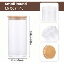 3PCS Large Glass Storage Jars – Airtight Pantry Containers For Spaghetti, Pasta, Cereal, Flour & Rice, Clear Kitchen Countertop Canisters - Transparent - 1400ml*3 - View 2