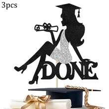 1件/3件装闪光高跟鞋蛋糕装饰，毕业证书毕业主题派对用品 - 彩色 - 查看 11