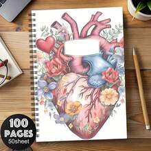 1pc Aesthetic Nurse Care Spiral Notebook Travel Journal, Nursing School Essential Spiral Planner, Nurse Appreciation Gift, Nurse Graduation Notebook, Personal Organizer With Anatomy - A5 - View 10