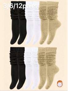 6 pares de calcetines medianos para mujer de otoño/invierno, calcetines largos multicapa, calcetines de punto casuales, calcetines tobilleros para mujer, calcetines de ocio, colores Maillard, adecuados para el Día de San Valentín, elegante invierno, románticos delicados, calcetines cálidos para dormir en casa (1/3/6 pares) - Multicolor - Ver 5