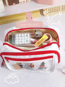 1pc Cute Stationery Pouch High Appearance Pencil Case, 9-Layer Large Capacity Pencil Bag, Built-In Mesh Pen Holder, Transparent Front Pocket For Primary School Students,Teenagers And Girls - Multicolor - View 5