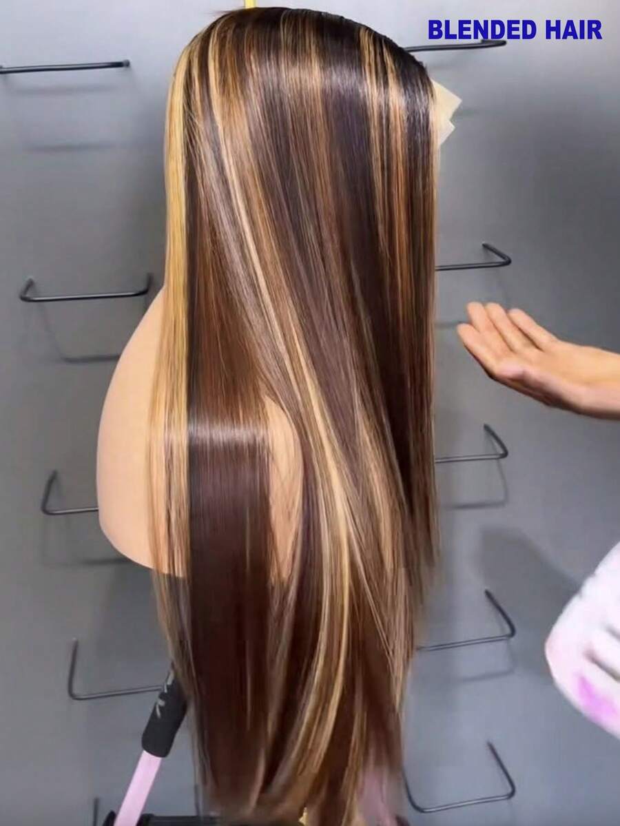 28英寸13x4高清蕾丝前直发假发,200%密度无缝巴西原生发假发,无胶无痕,#P4/27挑染耳到耳蕾丝前长发,预修剪自然发际线,适合日常佩戴 - SP4/27 - 查看 1