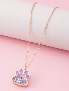 1 chiếc vòng cổ mặt dây chuyền hình ngôi sao lấp lánh và dấu chân thú cưng, quà tặng ngày lễ cho bé gái. - Nhiều màu - Xem 4