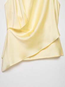 Top de satén con escote en V sexy para mujer, primavera/verano - amarillo ganso - Ver 7