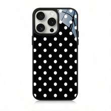 Funda con lunares blancos compatible con iPhone 16 Pro Max, ultra delgada y protectora. Edición limitada de diseño creativo personalizado compatible con iPhone 15 Pro Max, 14 Plus, 13, 12 - Negro - Ver 1