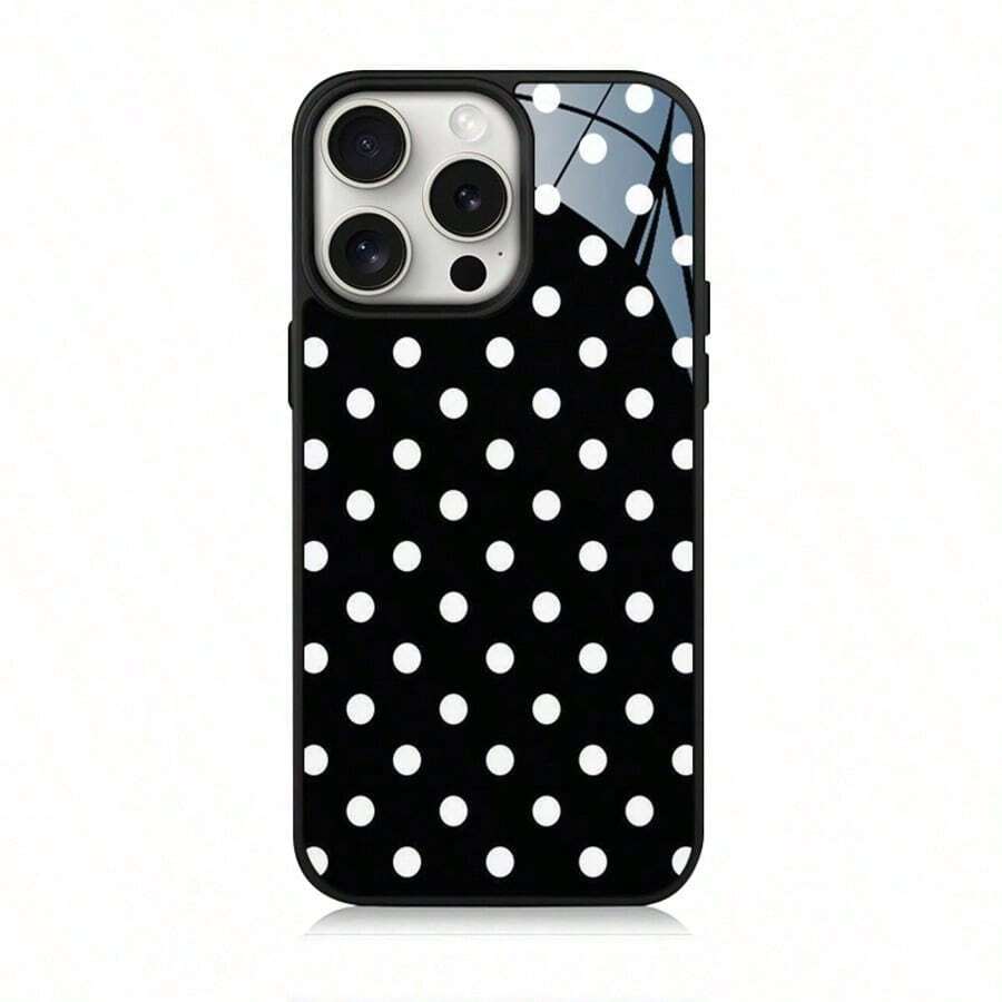 Funda con lunares blancos compatible con iPhone 16 Pro Max, ultra delgada y protectora. Edición limitada de diseño creativo personalizado compatible con iPhone 15 Pro Max, 14 Plus, 13, 12 - Negro - Ver 1