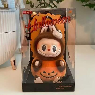  POP MART Labubu Halloween Pumpkin Plush Doll, Official Authentic Cute Cartoon Doll With Hanging Loop, Suitable For Halloween Decoration, Home Decor, Best Birthday Gift