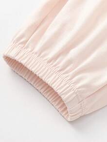 Balabala Quần jogger mùa hè bằng cotton nguyên chất dành cho bé gái, quần thể thao dài thường ngày unisex. - trắng đỏ - Xem 6
